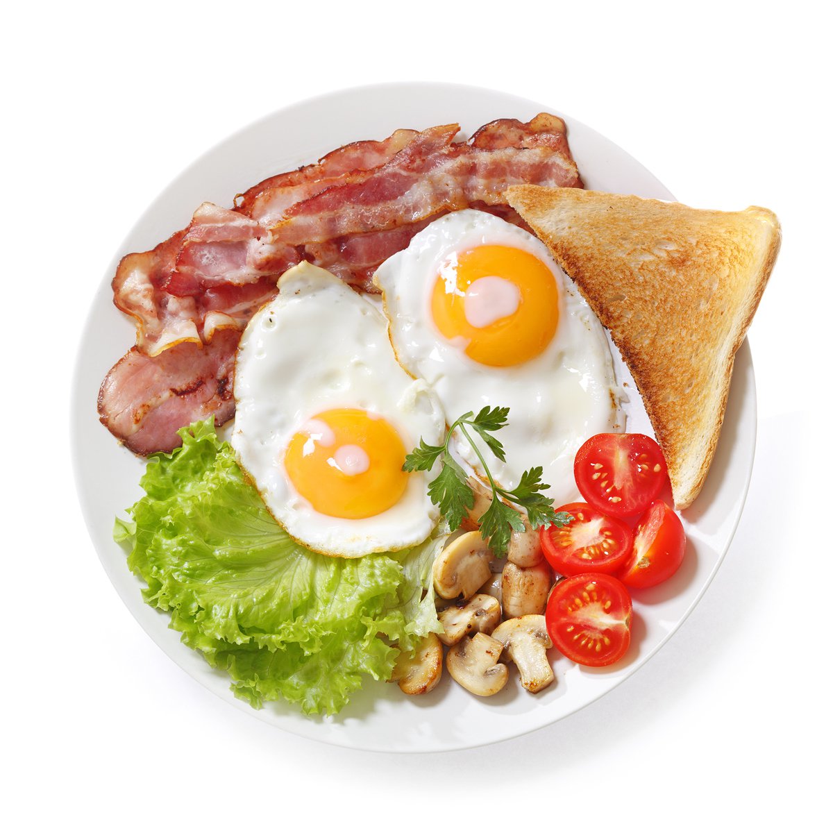 Eggs with Bacon and Salad Dish 01 1